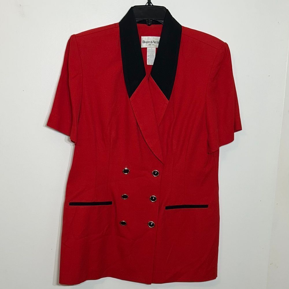 EUC Vintage 90s Danny & Nicole NY Red and Black Short Sleeve Blazer Size 16